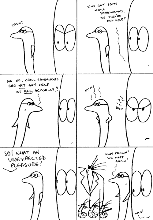 Captain Dolphin and The Whale Wonder versus King Prawn, page 3 (c) Ralph Kidson
