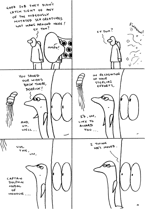 Captain Dolphin and The Whale Wonder versus King Prawn, page 9 (c) Ralph Kidson